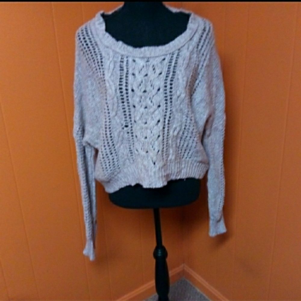 Decree long sleeve crochet cropped top